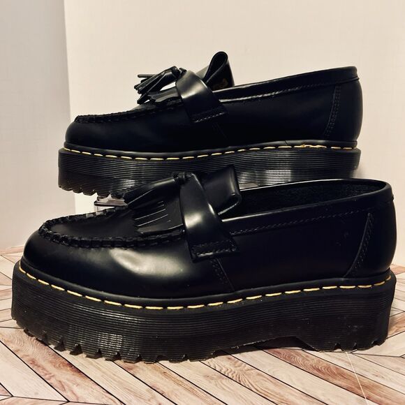 Dr Martens Adrian Quad Leather Platform Tassel Loafers‎ Black M 8 W 9 Kiltie main image 8